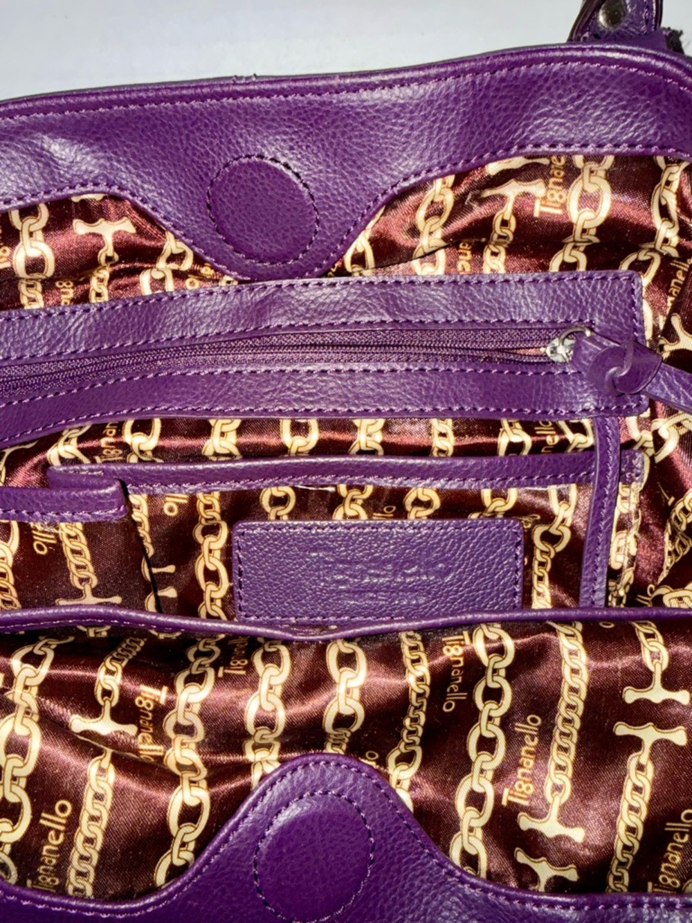 Tignanello Deep Purple Leather Tote - Picture 8 of 12